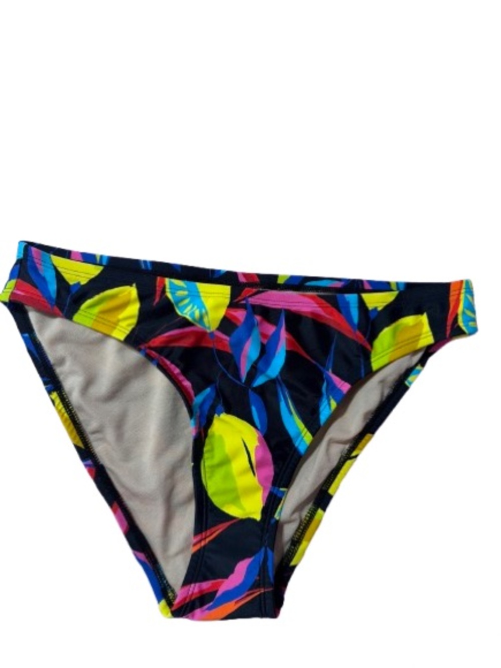 Tabitha Brown Women Black Tropical Leaf Bikini Bottom Multi Color Size S 4-6-NWT